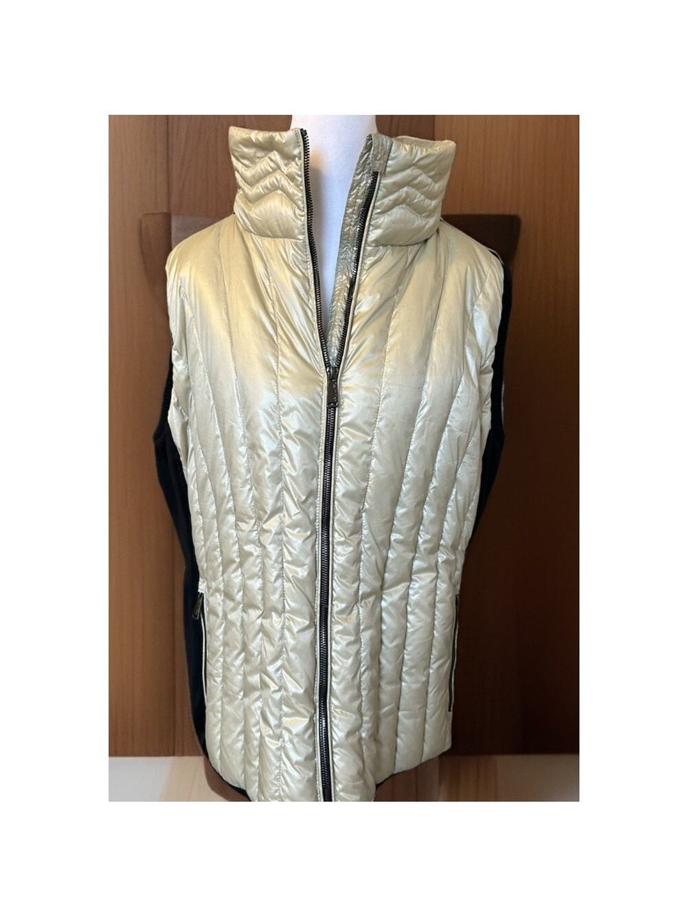 CALVIN KLEIN Women Puffer Vest Jacket Rose Gold Premium Down Asymmetrical Zip 1X